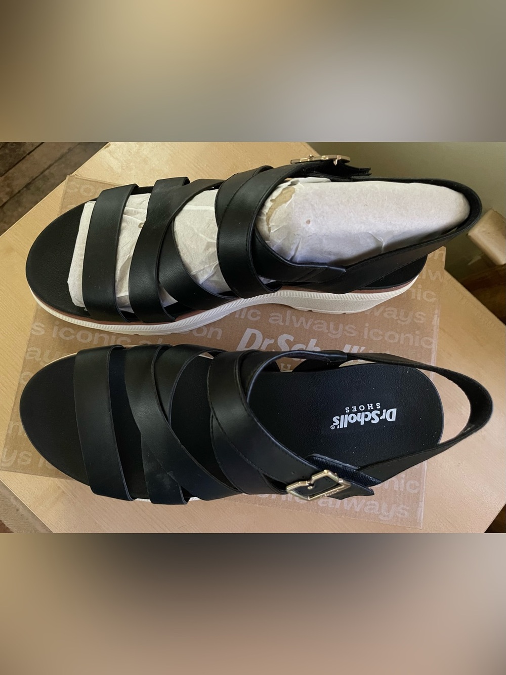 Dr. Scholl's Black Nice Day Max Sun Strappy Platform Sandals - Picture 5 of 6